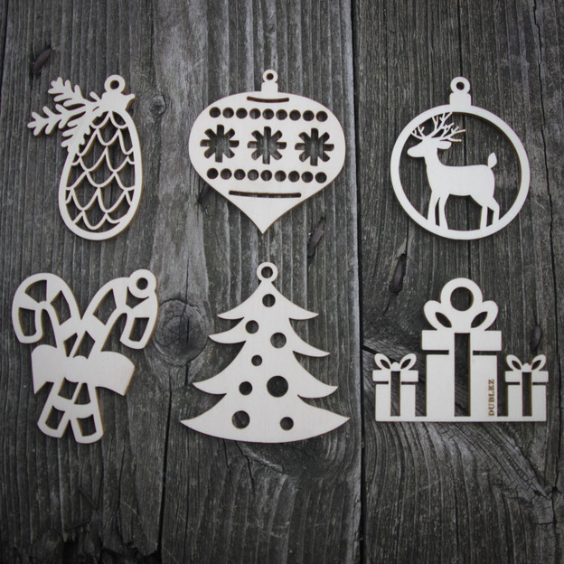 Vianočné dekorácie - Set 6 druhov po 4 ks (24ks) 