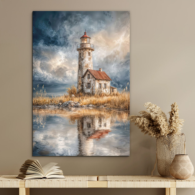 Drevený obraz ako maľovaný - Svetlo majáka