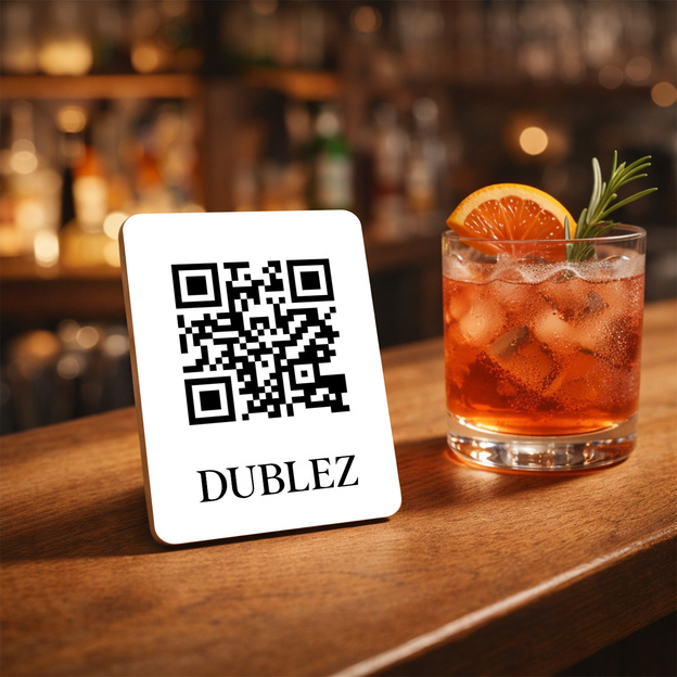 Wooden plaque with a custom QR code