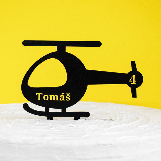 Detský zápich do torty s menom a vekom - Vrtuľník / Helikoptéra