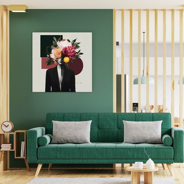 Modern Wall Art for Bedroom - Woman with Flowers
