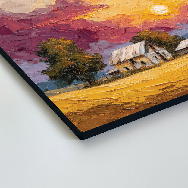 Tablou pictat - Apus de soare deasupra unui câmp