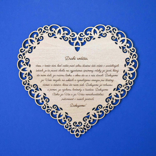 Poďakovanie - Drevené srdiečko s vlastným textom 