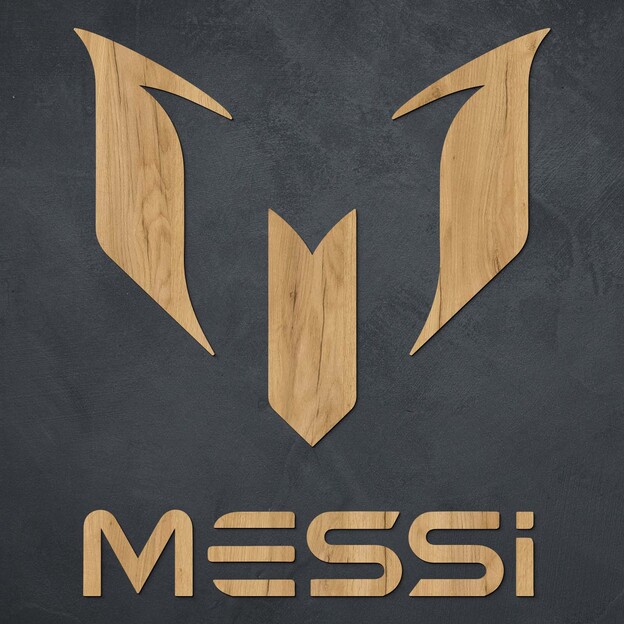 Drevené logo futbalistu - Messi