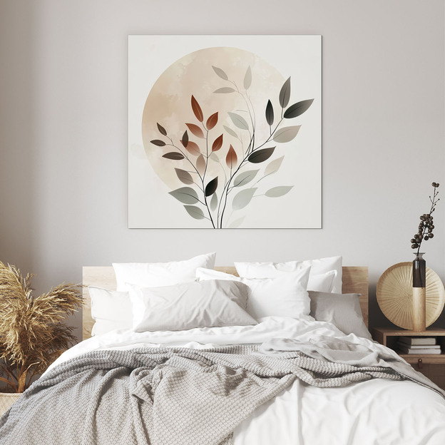 Wooden Boho Wall Art - Leaves in a Circle