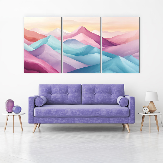 Large Multi-Panel Wall Art - Colorful Mountain Range
