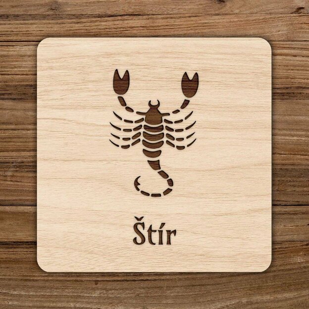 Levná dekorace na stůl - Dřevěný tácek - Štír