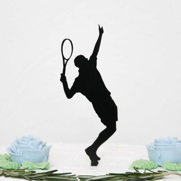 Drevený zápich na tortu s menom - Tenista