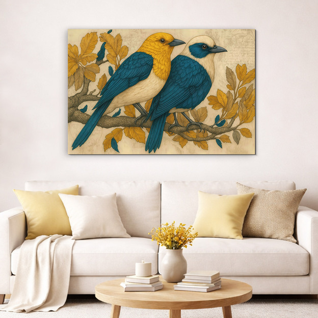 Moderný obraz vtákov - V tieni lístia