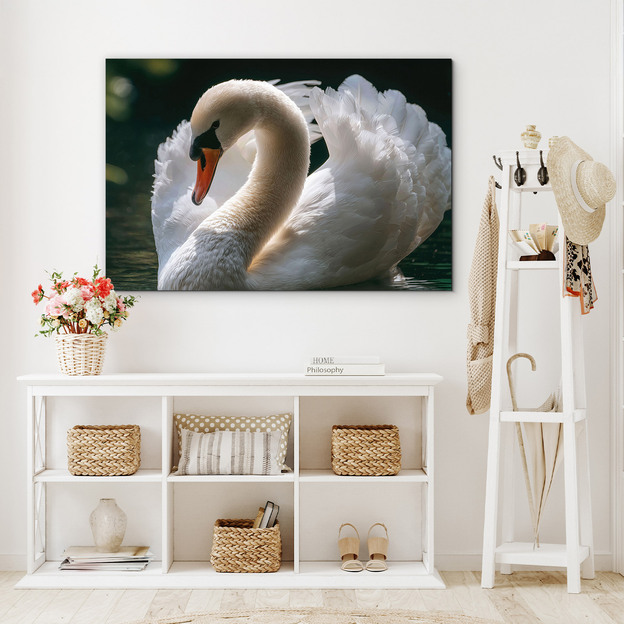 Wooden picture - White swan