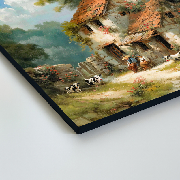 Wooden picture of a country house - Peace in the countryside