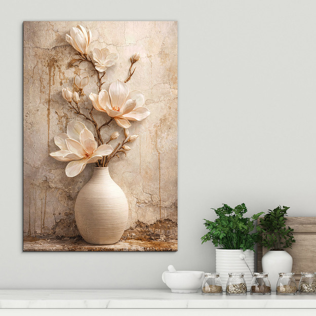 Obraz bílých magnólií ve váze