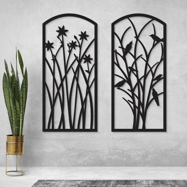 2-piece Wooden Decoration - Life in the Window