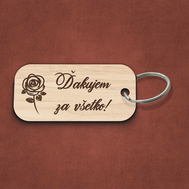 Gravírovaná kľúčenka z dreva - Ďakujem za všetko!
