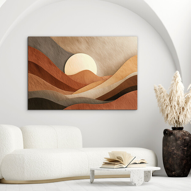 Drevený boho obraz - Púštne slnko