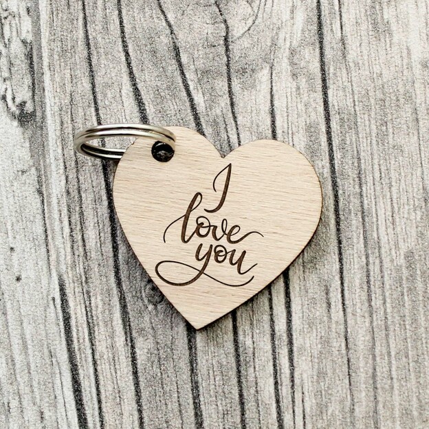 Wooden Keychain - I Love You