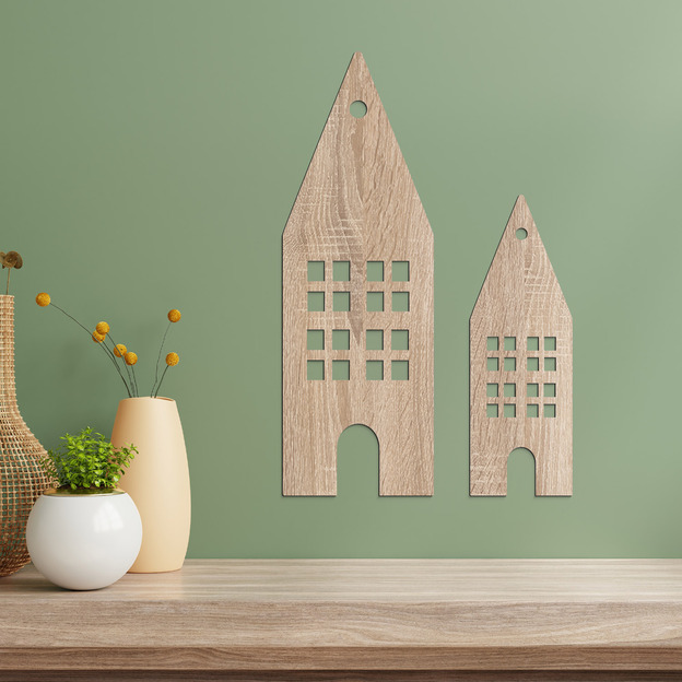 Decorațiune minimalistă de perete - Căsuțe