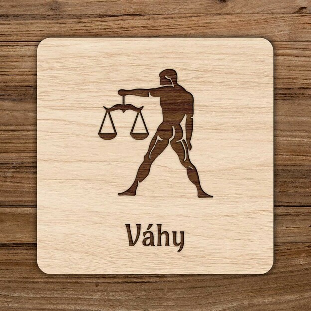 Pivní podtácek ze dřeva - Znamení Váhy