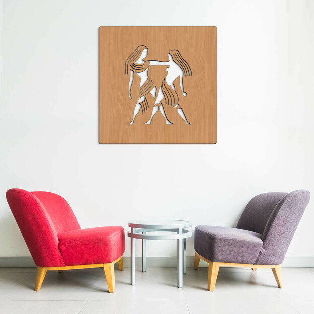 Wooden Decoration - Zodiac Gemini Sign