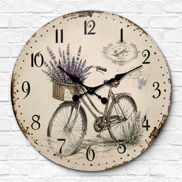 Vintage drevené hodiny - Francúzsky bicykel