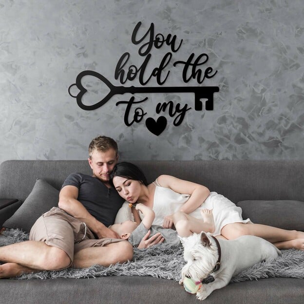 Wooden Love Quote on the Wall - Key