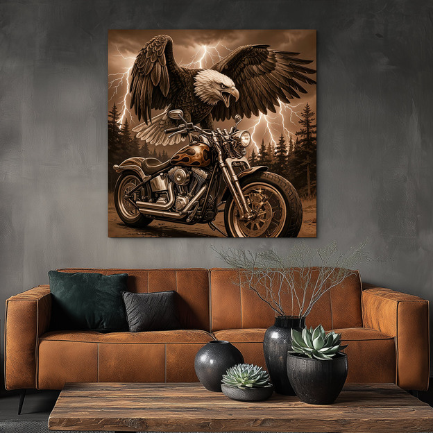 Fa motorkás kép - Sas és chopper