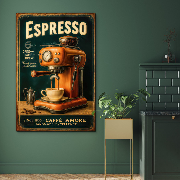 Vintage wooden picture - Espresso