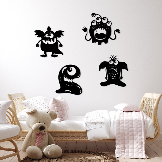 Drevené vyrezávané obrazy pre deti - Príšerky