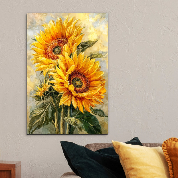 Colorful painting - Blooming sunflowers