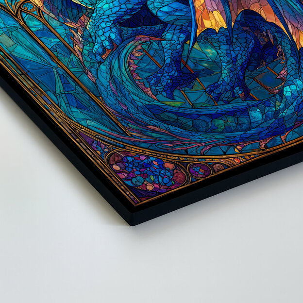 Drevený obraz - Vitrážový drak