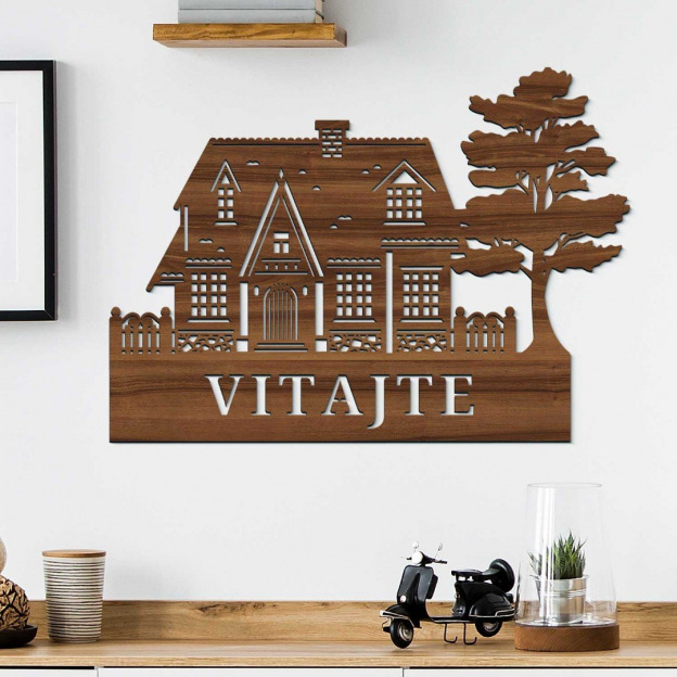 Drevená dekorácia na dvere - Vitajte 