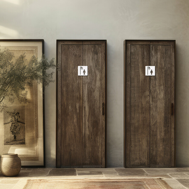 Wooden Bathroom Sign - Ladies&#039; and Men&#039;s Shower