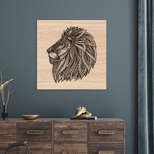 3D Wooden Engraved Wall Art - Lion