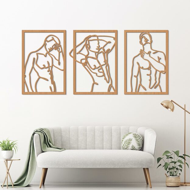 Multi-part Wall Art - Male Line Art with Curves