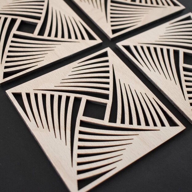 4 darabos fa poháralátét szett – Absztrakt minta