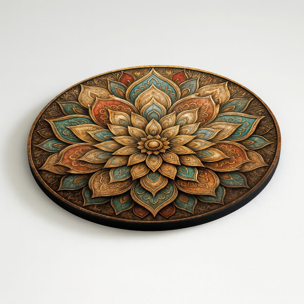 Mandala rotundă din lemn - Shanti