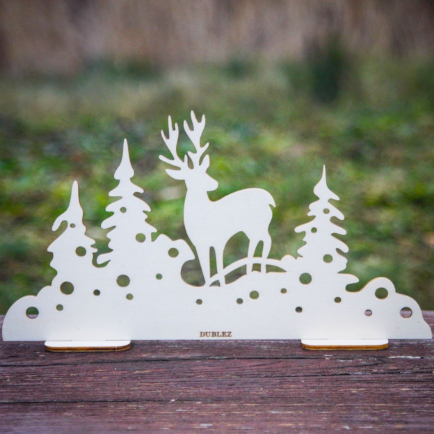 Vianočná dekorácia na okno - Zasnežená krajina 