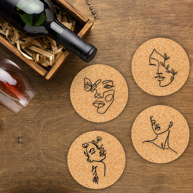 Round Cork Coasters - Art (Set of 4)