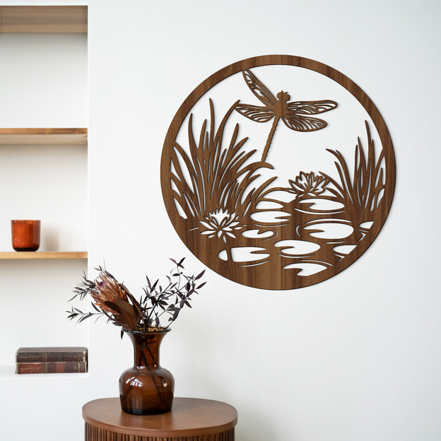 Fa kép - Szitakötő tavirózsákkal 