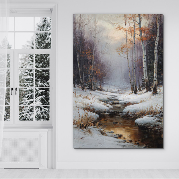 Nástěnný obraz zasněžené krajiny - Tichá krása zimy