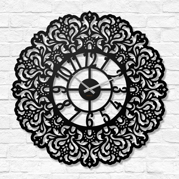 Large carved clock with mandala - Lada