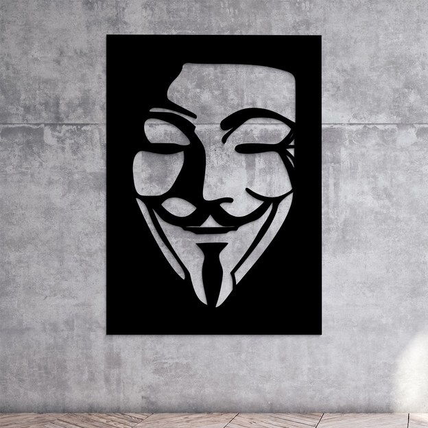 Wooden Wall Art of Anonymous Mask - V for Vendetta