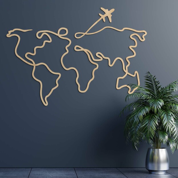 Minimalist World Map on the Wall