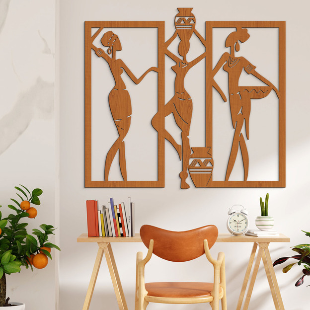 3D Ethnic Wooden Wall Art - African Women