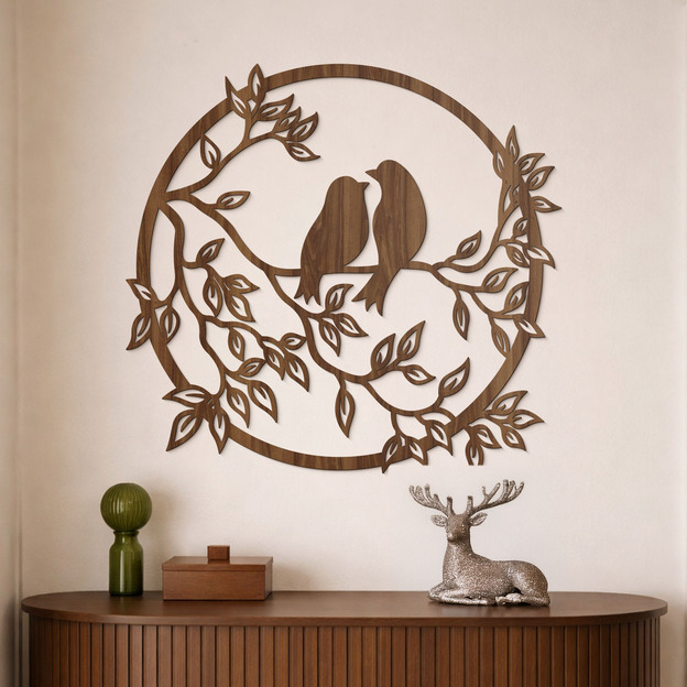 Dřevěná dekorace do pokoje - Hrdličky