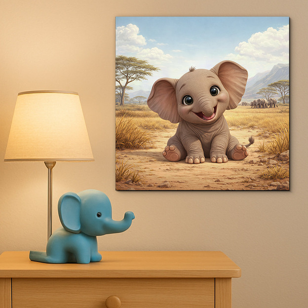 Drevená dekorácia pre deti - Sloník na savane