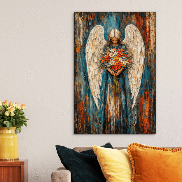 Angel image on the wall - The Message of Flowers