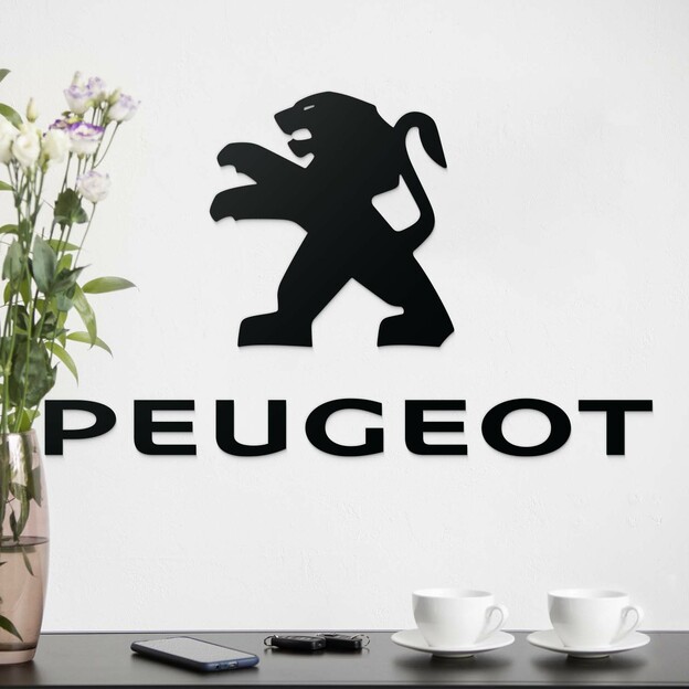 Wooden Inscription and Logo - Peugeot