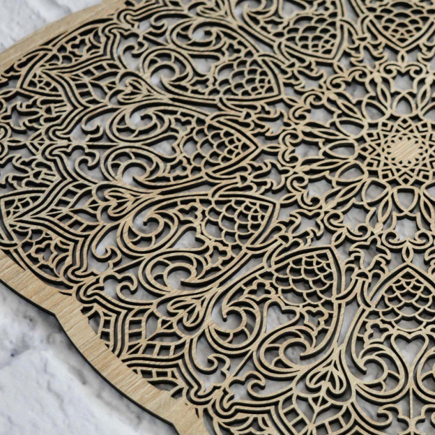 Cut-Out Wooden Mandala Wall Art - Square
