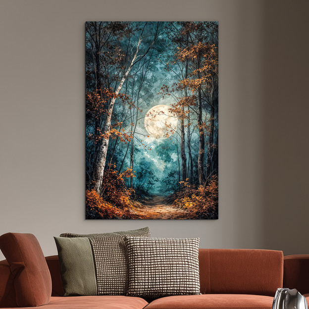 Drevený obraz - Mesačný les